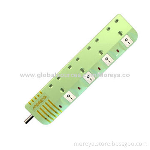 British Standard Power Strip with 4-Socket Outlets, Individual Switch and Surge, Overload Protection